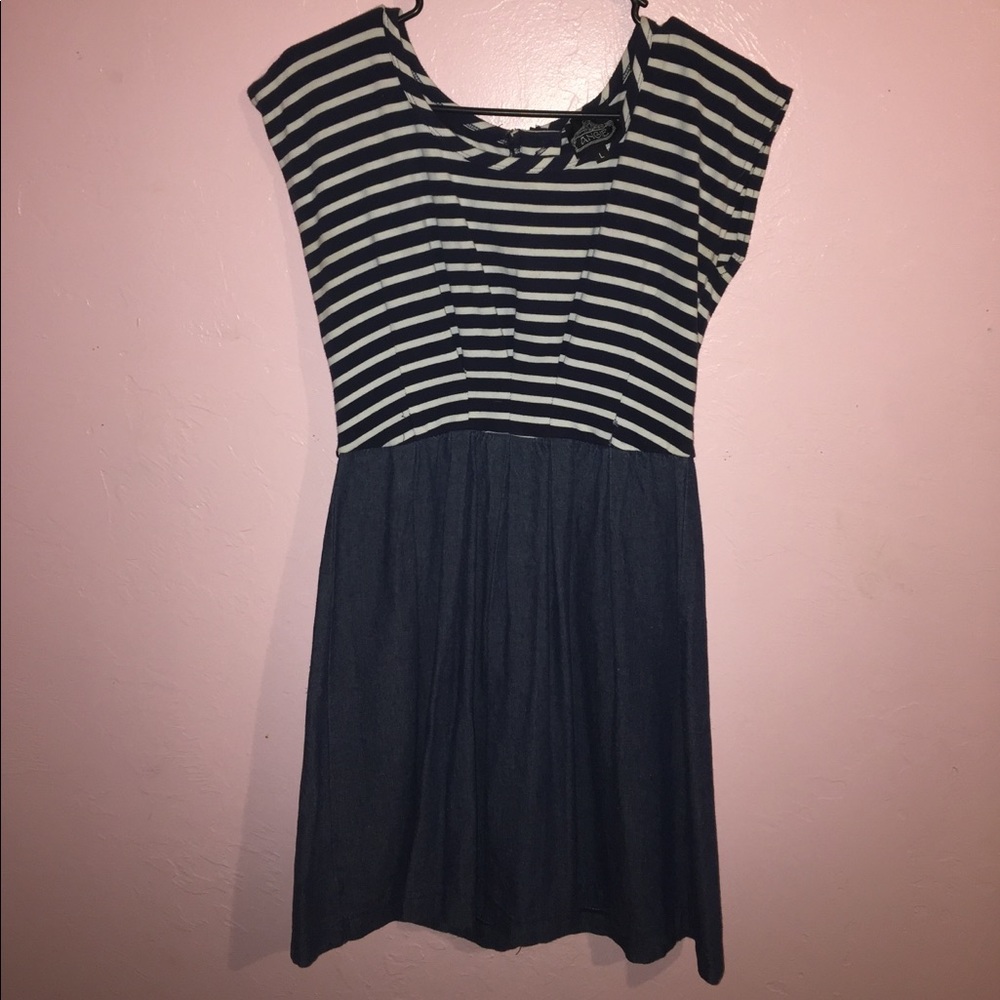 Angie Striped Dress with Denim